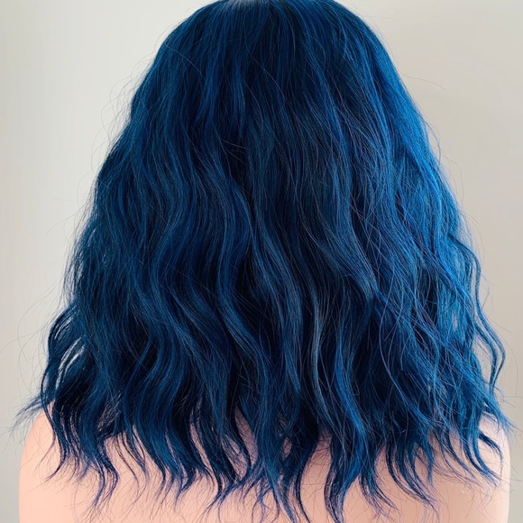 14” Indigo Blue “Put On & Go” Synthetic Wig w Bangs for Events/Cosplay/Selfies💙 - Picture 4 of 4